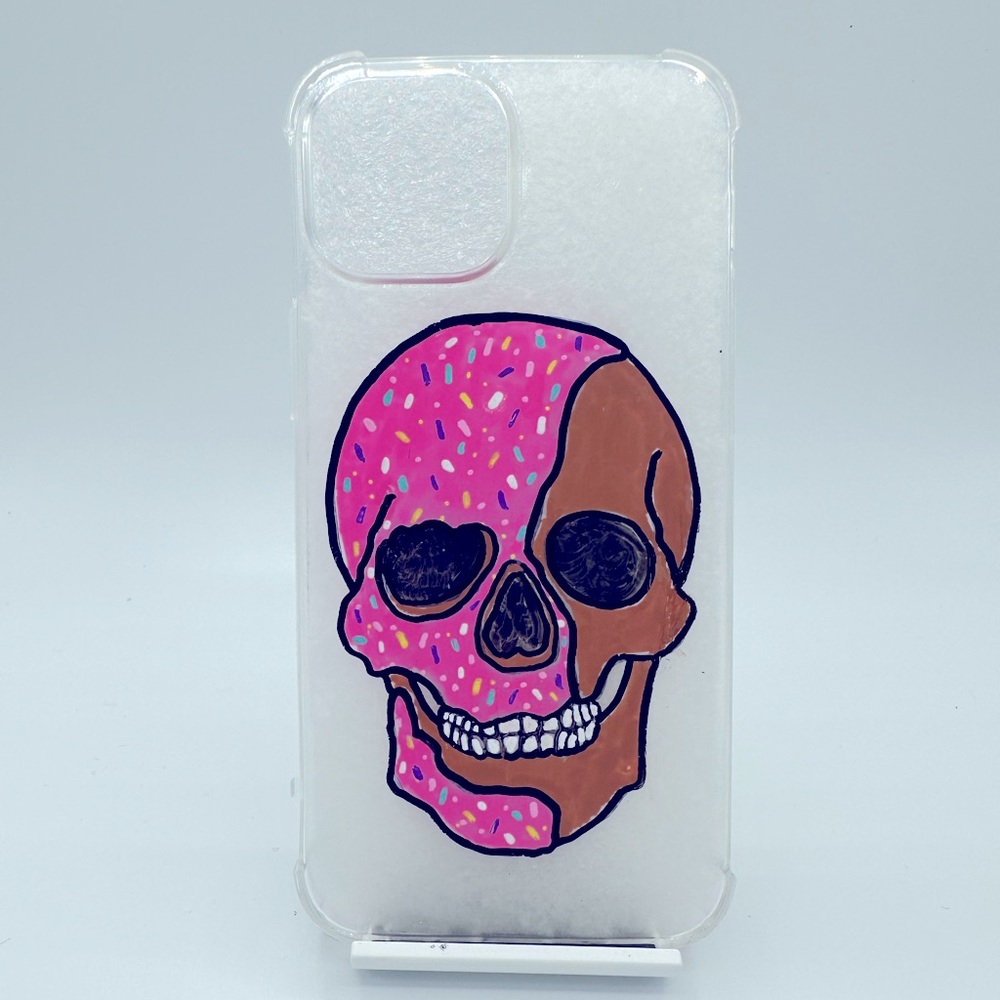 Hand-painted Iphone 13 mini Ice cream Skull Case